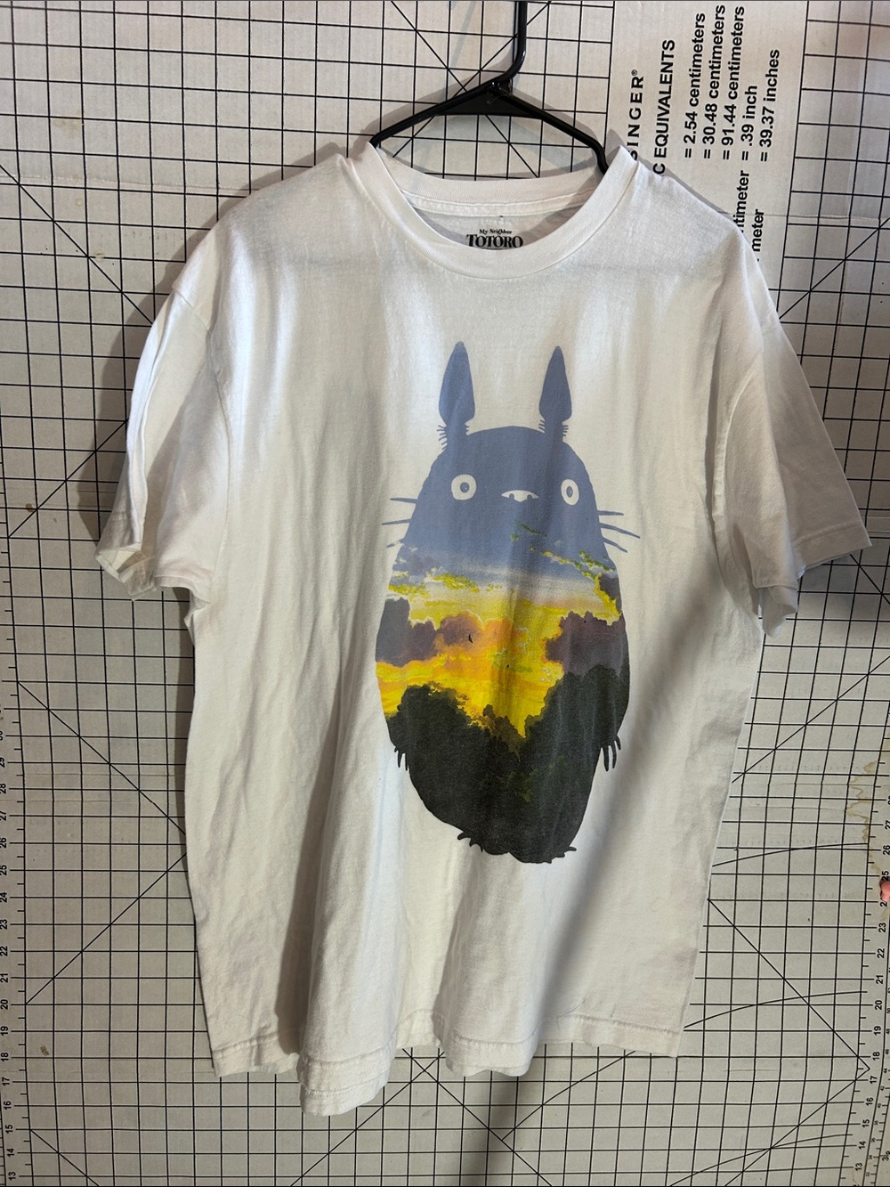 Totoro Graphic Short Sleeve Tee in White with Sunset Print